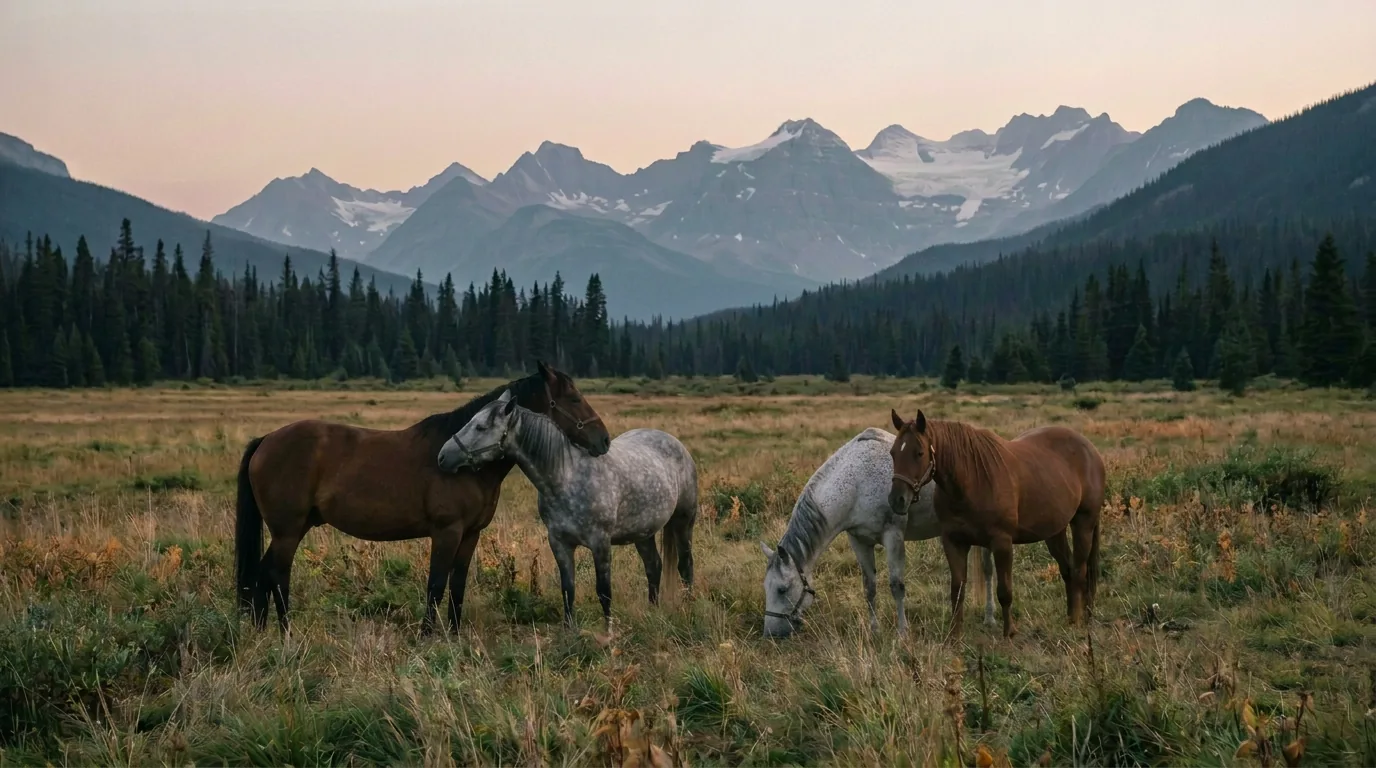 Chevaux en liberté, Les Écuries Peillex, Haute-Savoie